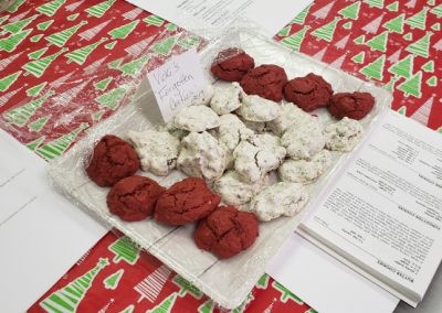 plate of red and white cookies