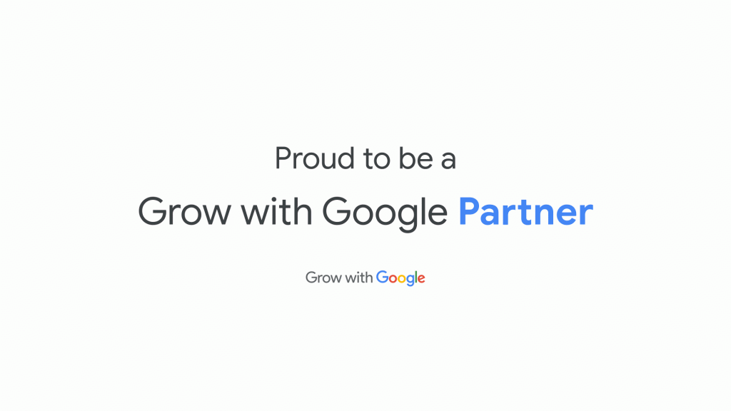 Animation of confetti falling with text that reads Proud to be a Grow with Google Partner. Grow with Google logo underneath text.