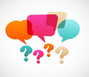 multicolored speech balloons and question marks
