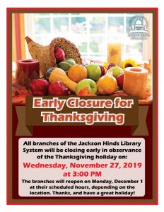 Thanksgiving Early Closure Flyer