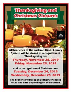 Thanksgiving and Christmas Closure Flyer