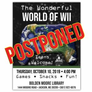 Wonderful World of Wii flyer with postponed stamp