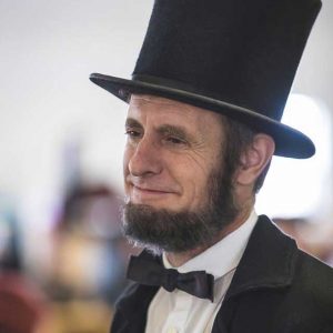 Caucasian male in Abraham Lincoln costume