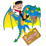 illustration of magician riding a dragon
