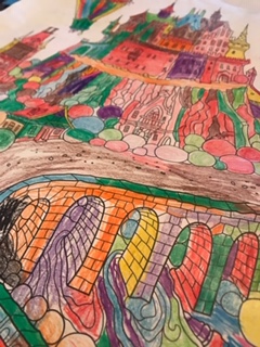 Coloring poster completed by two brothers who are Autism Resource Center students.