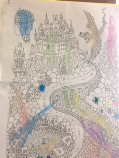 Coloring poster completed by Autism Resource Center students.