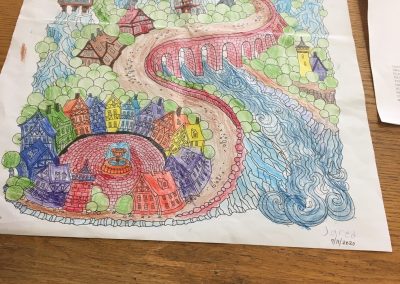 Coloring poster completed by Autism Resource Center students.