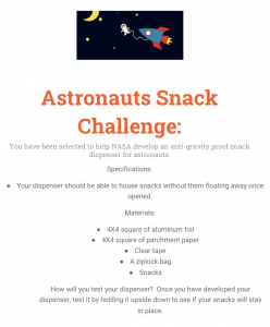 Astronauts Snack Challenge Instructions