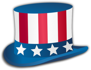top hat with United States flag pattern