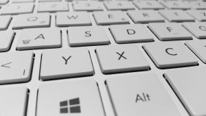 closeup of white laptop keyboard