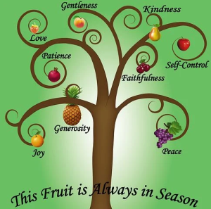This fruit is always in season: love, gentleness, kindness, patience, faithfulness, self-control, joy, generosity, peace.