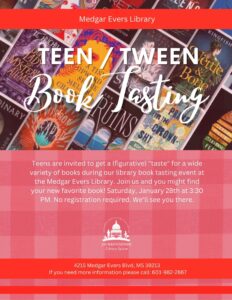Teen/Tween Book Tasting Event | Jackson/Hinds Library System