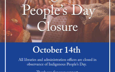 Indigenous People’s Day Closure Oct. 14th